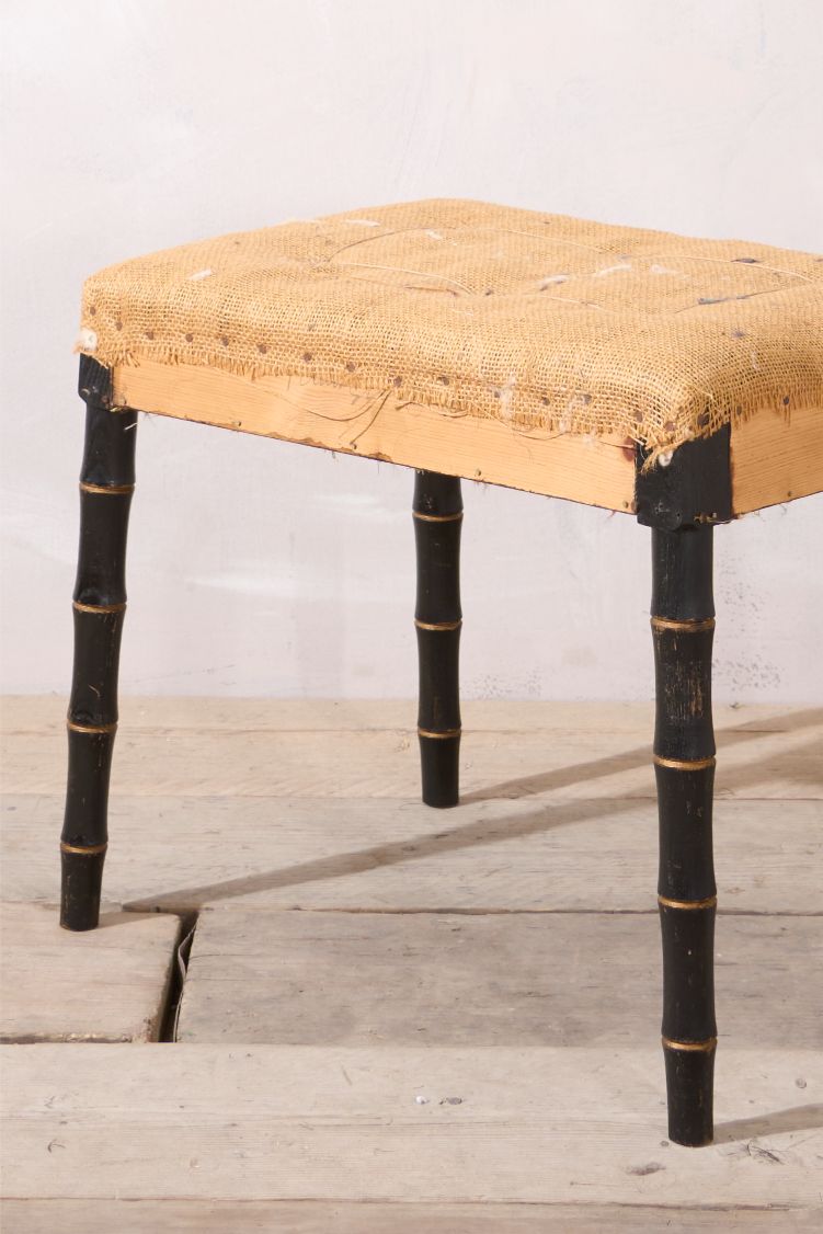 20th century Ebonised faux Bamboo footstool