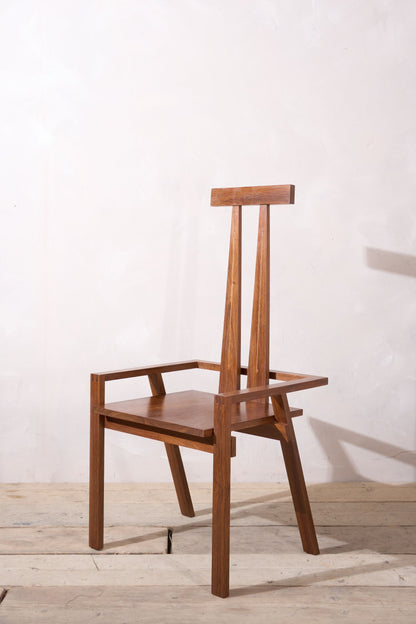 20th century solid walnut Constructivist chair