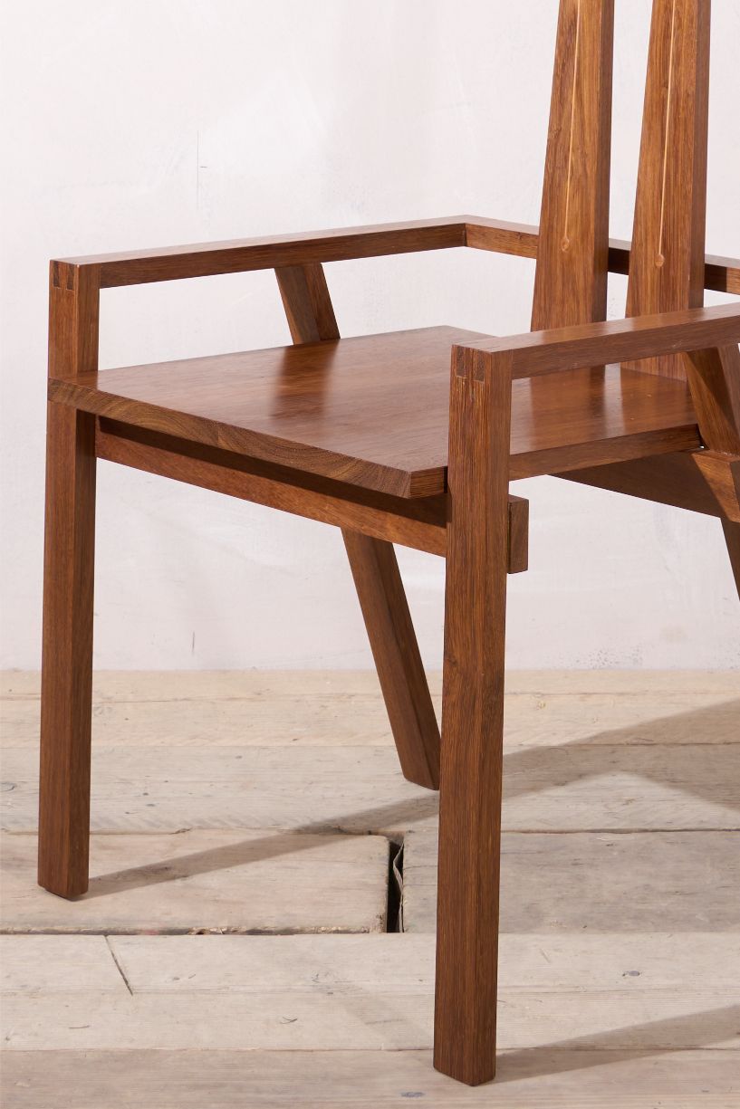 20th century solid walnut Constructivist chair