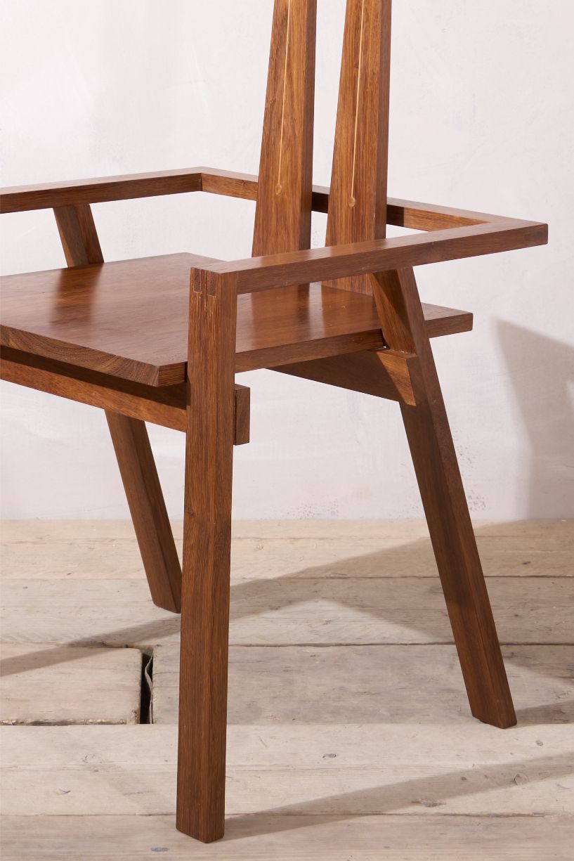 20th century solid walnut Constructivist chair