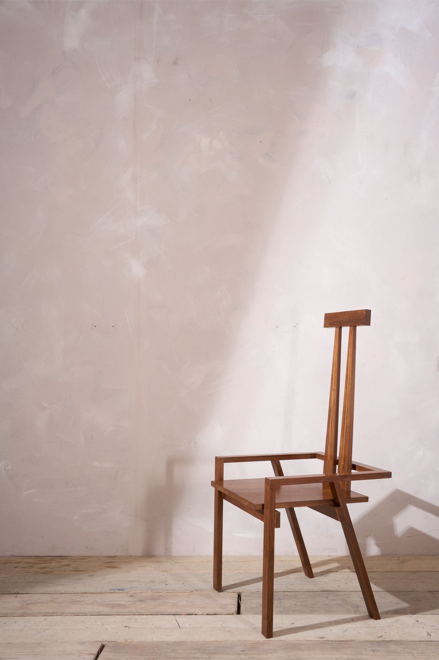 20th century solid walnut Constructivist chair