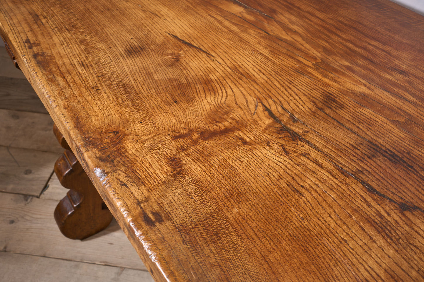 19th century Spanish oak dining table with single plank top