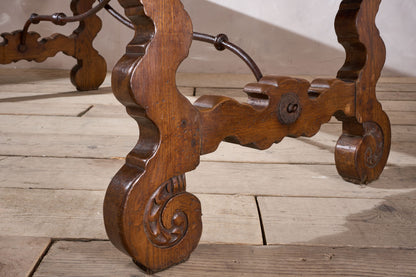 19th century Spanish oak dining table with single plank top