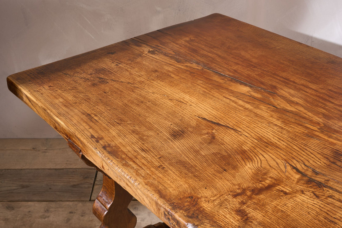 19th century Spanish oak dining table with single plank top