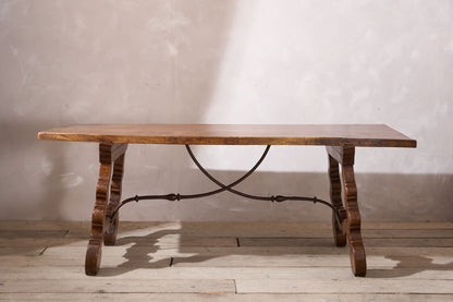 19th century Spanish oak dining table with single plank top