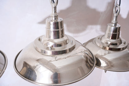 Trio of 20th Century Chrome pendant lights