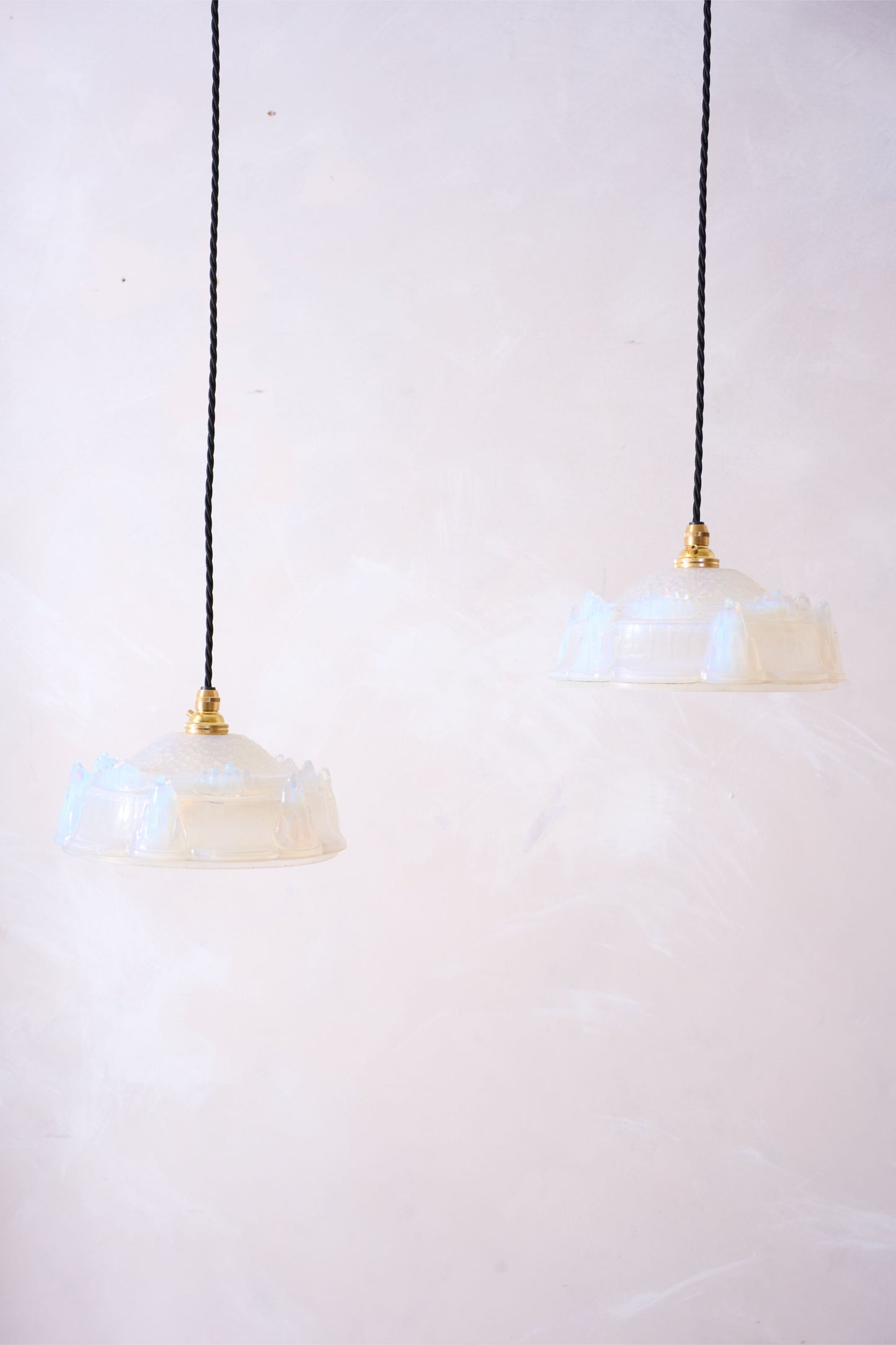 1930's Vaseline glass pendant lights - 4 available