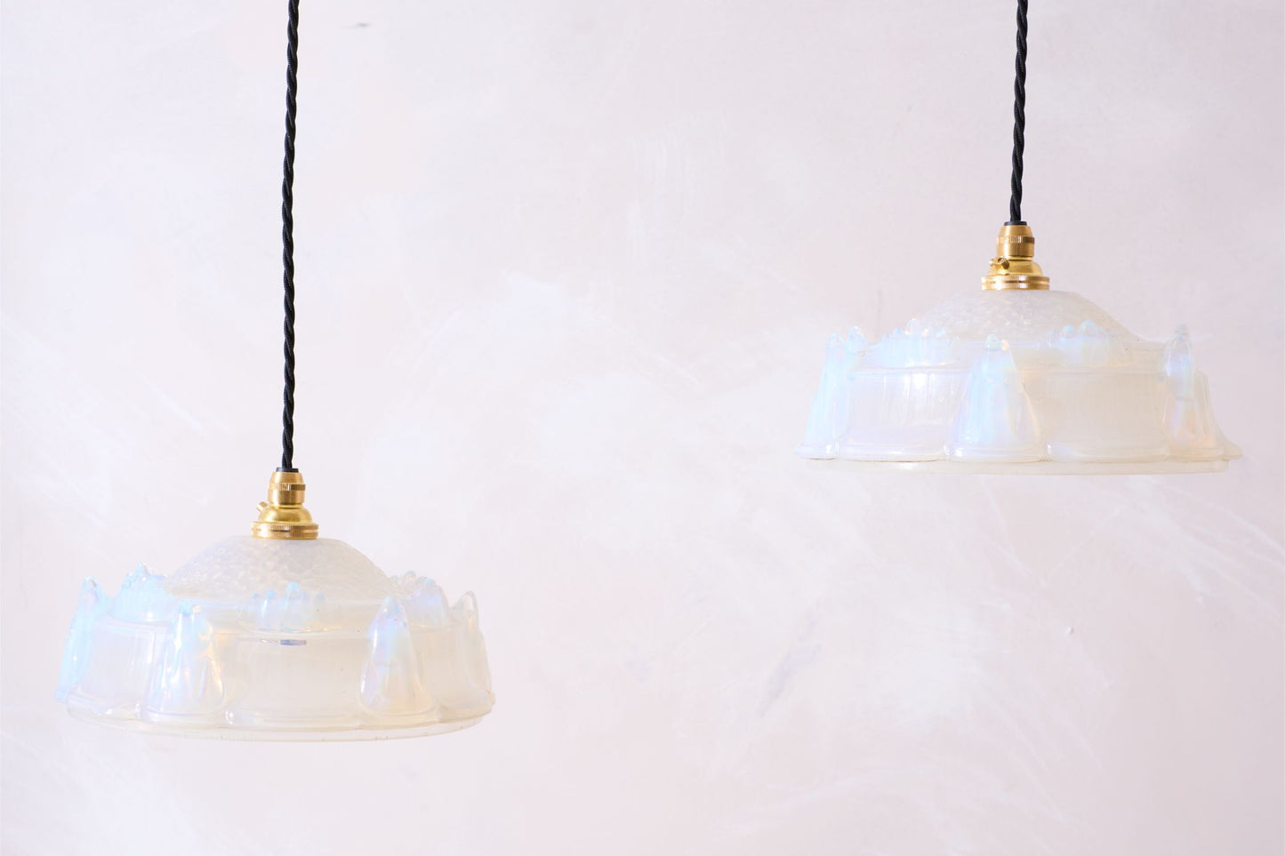 1930's Vaseline glass pendant lights - 4 available