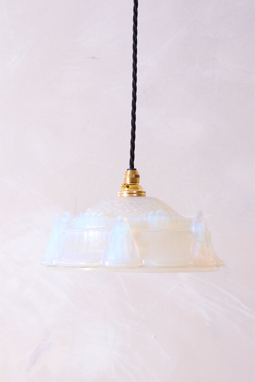 1930's Vaseline glass pendant lights - 4 available