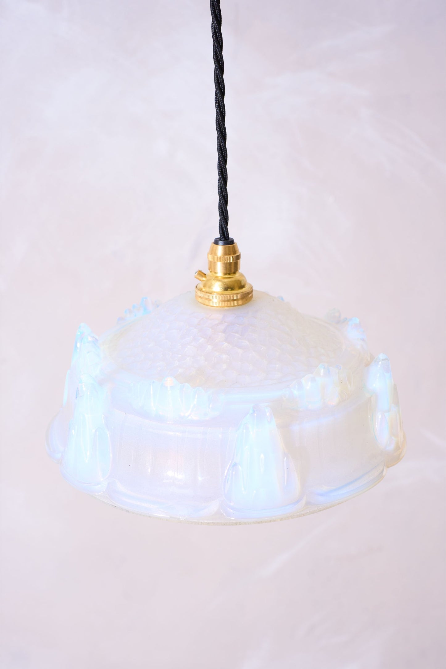 1930's Vaseline glass pendant lights - 4 available