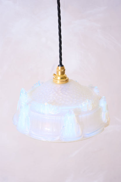 1930's Vaseline glass pendant lights - 4 available