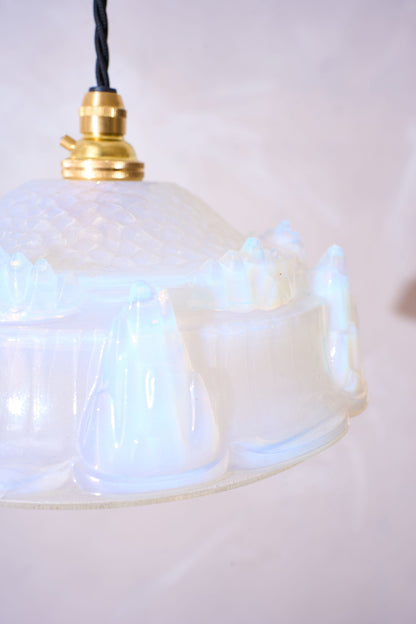 1930's Vaseline glass pendant lights - 4 available