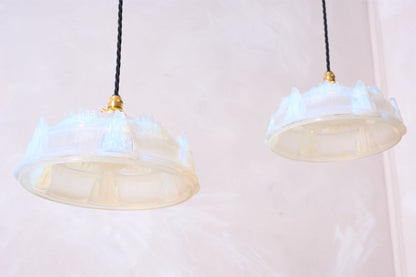 1930's Vaseline glass pendant lights - 4 available