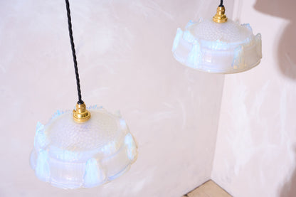 1930's Vaseline glass pendant lights - 4 available