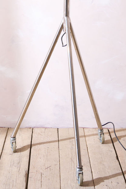 20th century Chrome and brass medical floor lamp