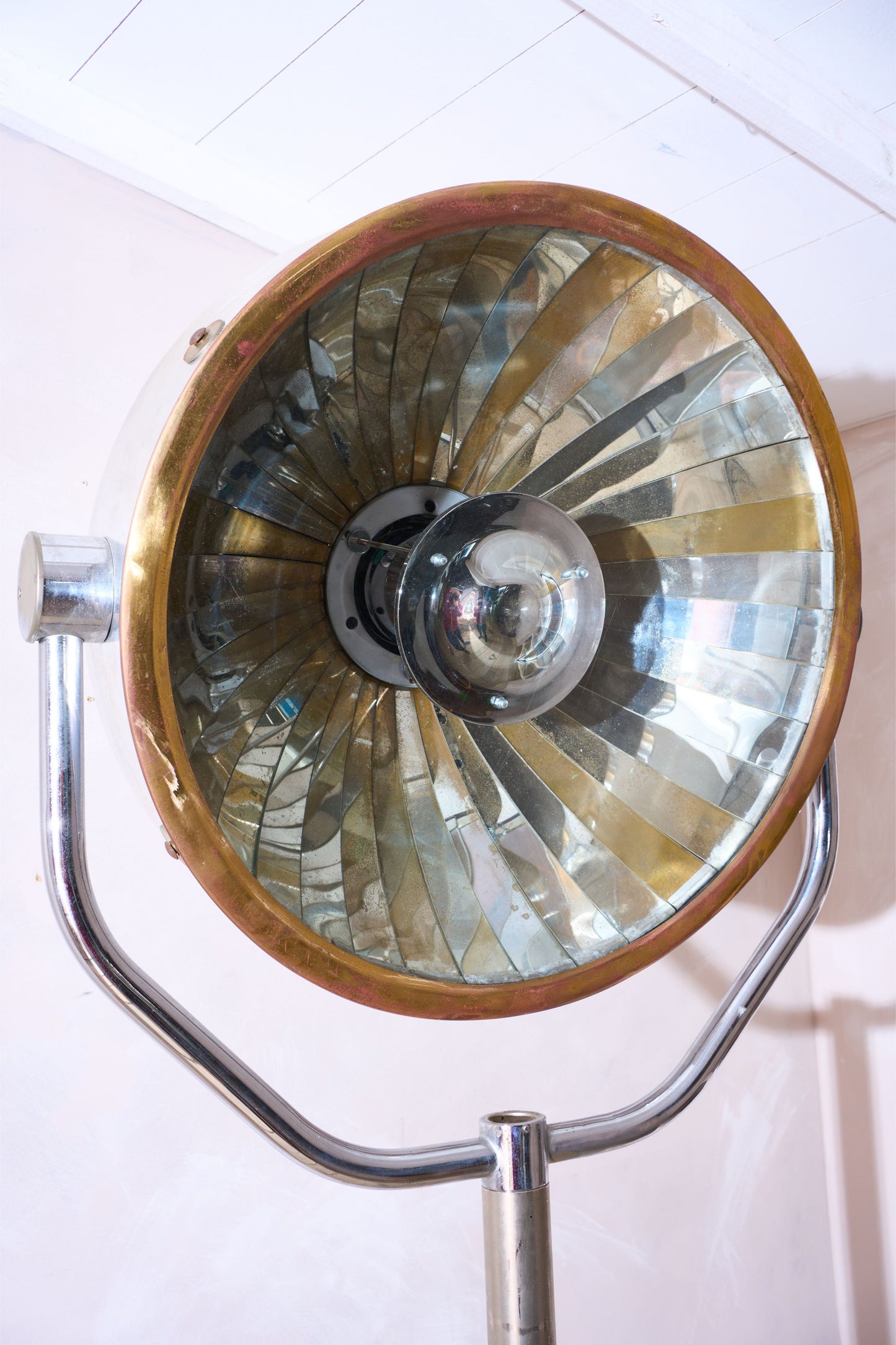 20th century Chrome and brass medical floor lamp