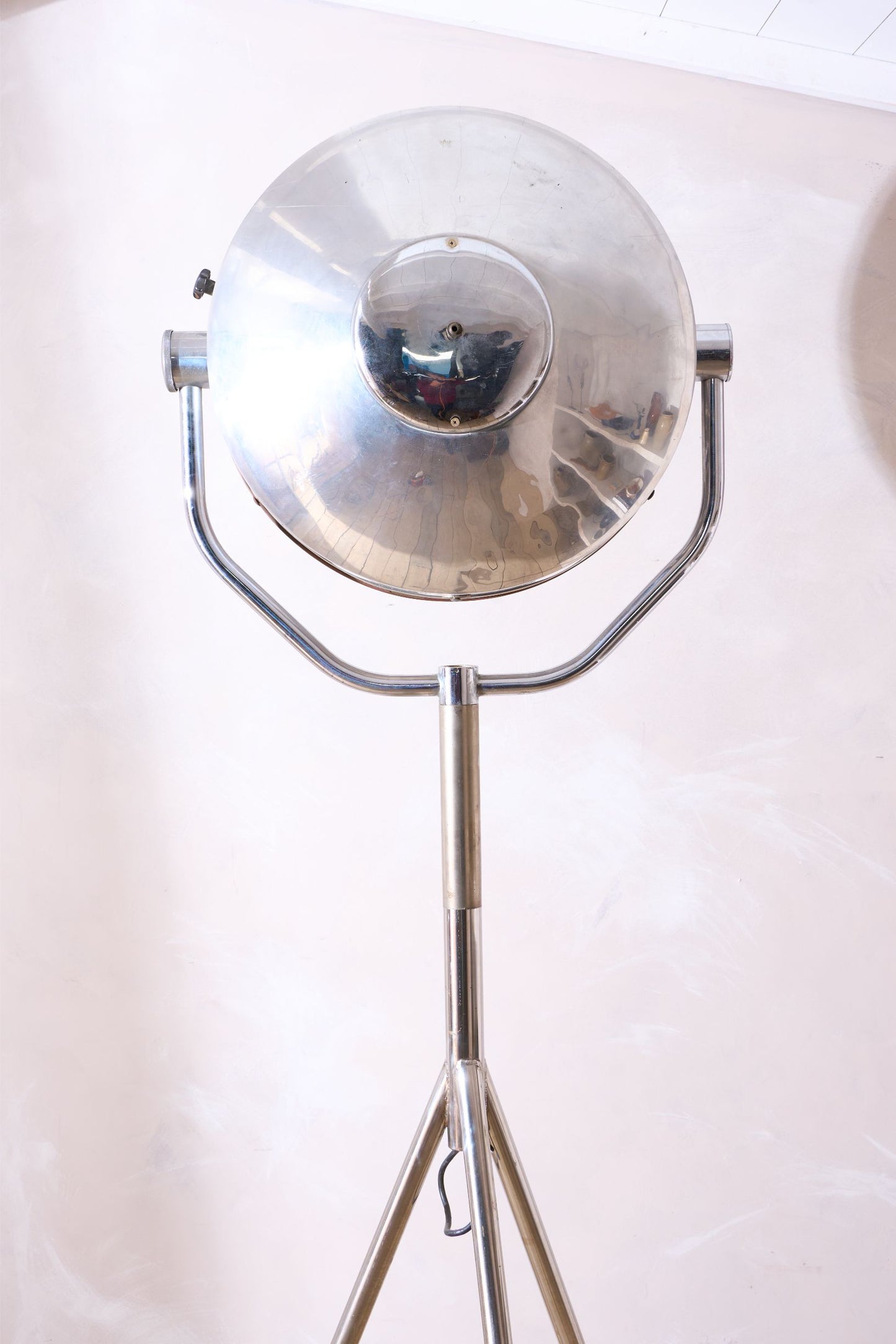 20th century Chrome and brass medical floor lamp