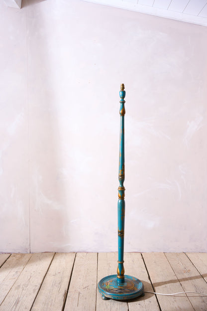 1920's Blue lacquer chinoiserie floor lamp