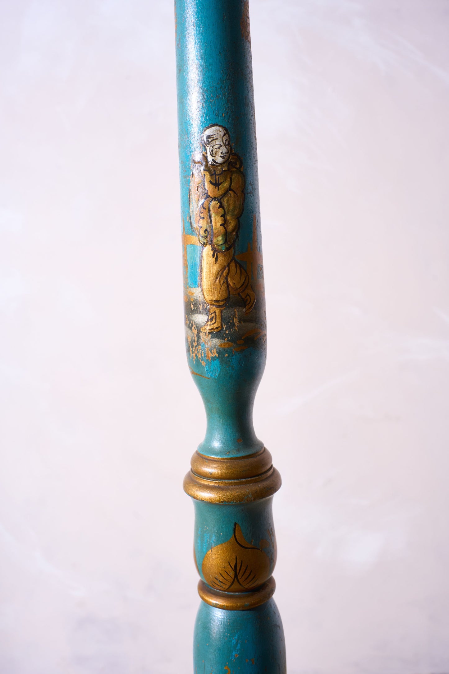 1920's Blue lacquer chinoiserie floor lamp