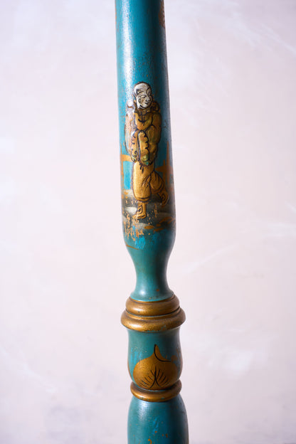 1920's Blue lacquer chinoiserie floor lamp