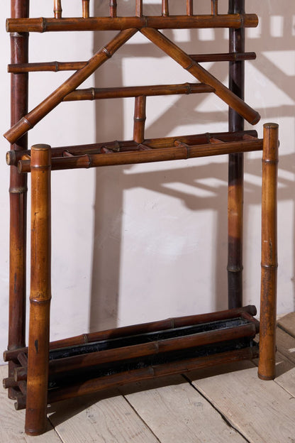 c.1900 Bamboo chinoiserie hall stand with mirror