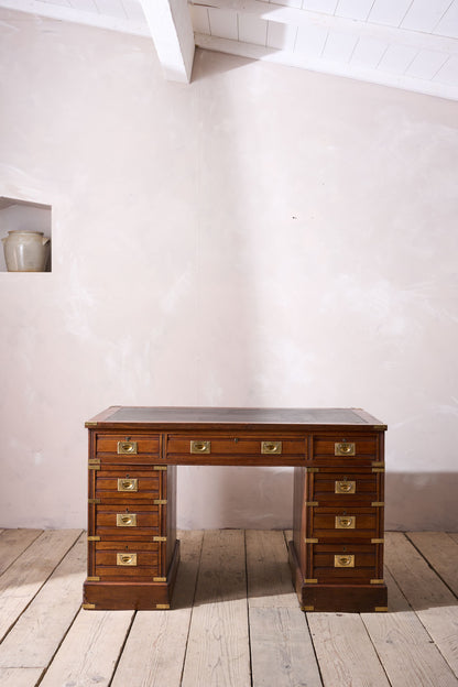 c.1920 Mahogany and leather campaign desk