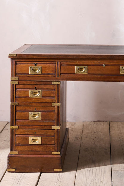 c.1920 Mahogany and leather campaign desk