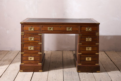 c.1920 Mahogany and leather campaign desk