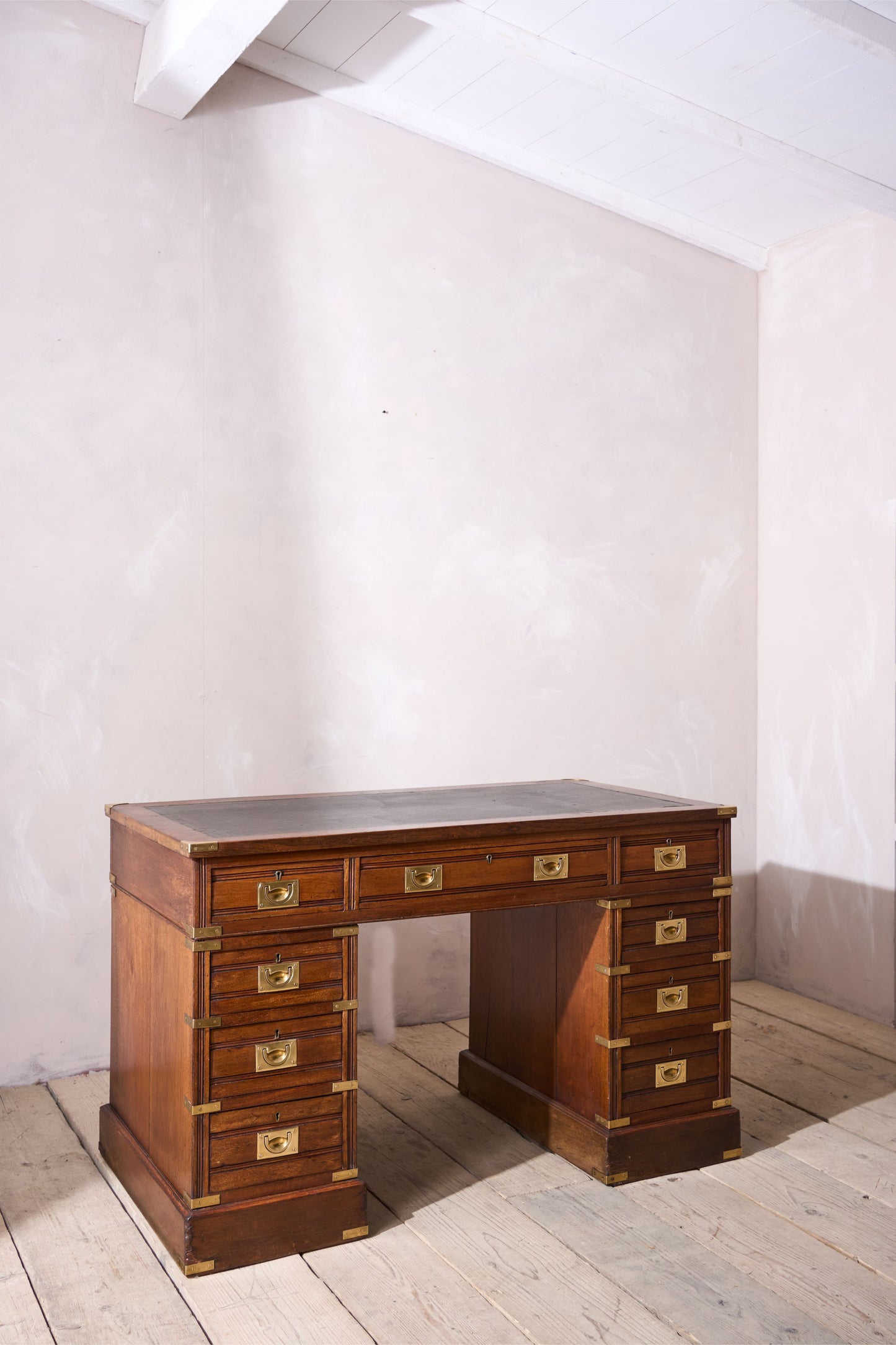 c.1920 Mahogany and leather campaign desk