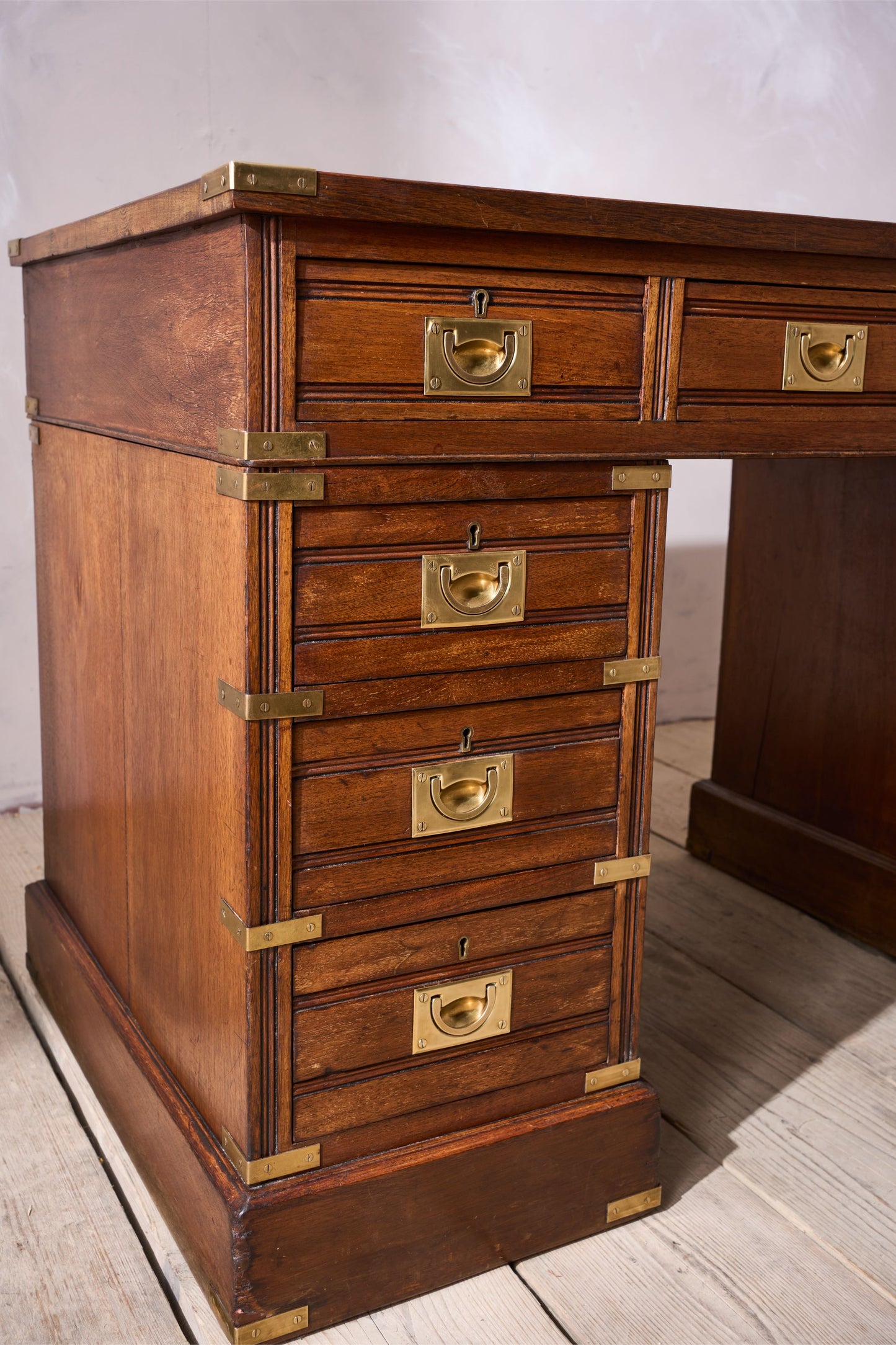 c.1920 Mahogany and leather campaign desk