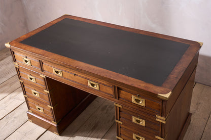 c.1920 Mahogany and leather campaign desk