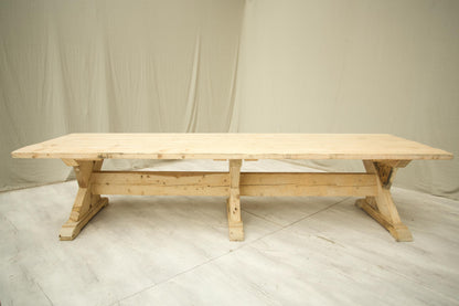 Long Rustic 'X' Frame pine dining table