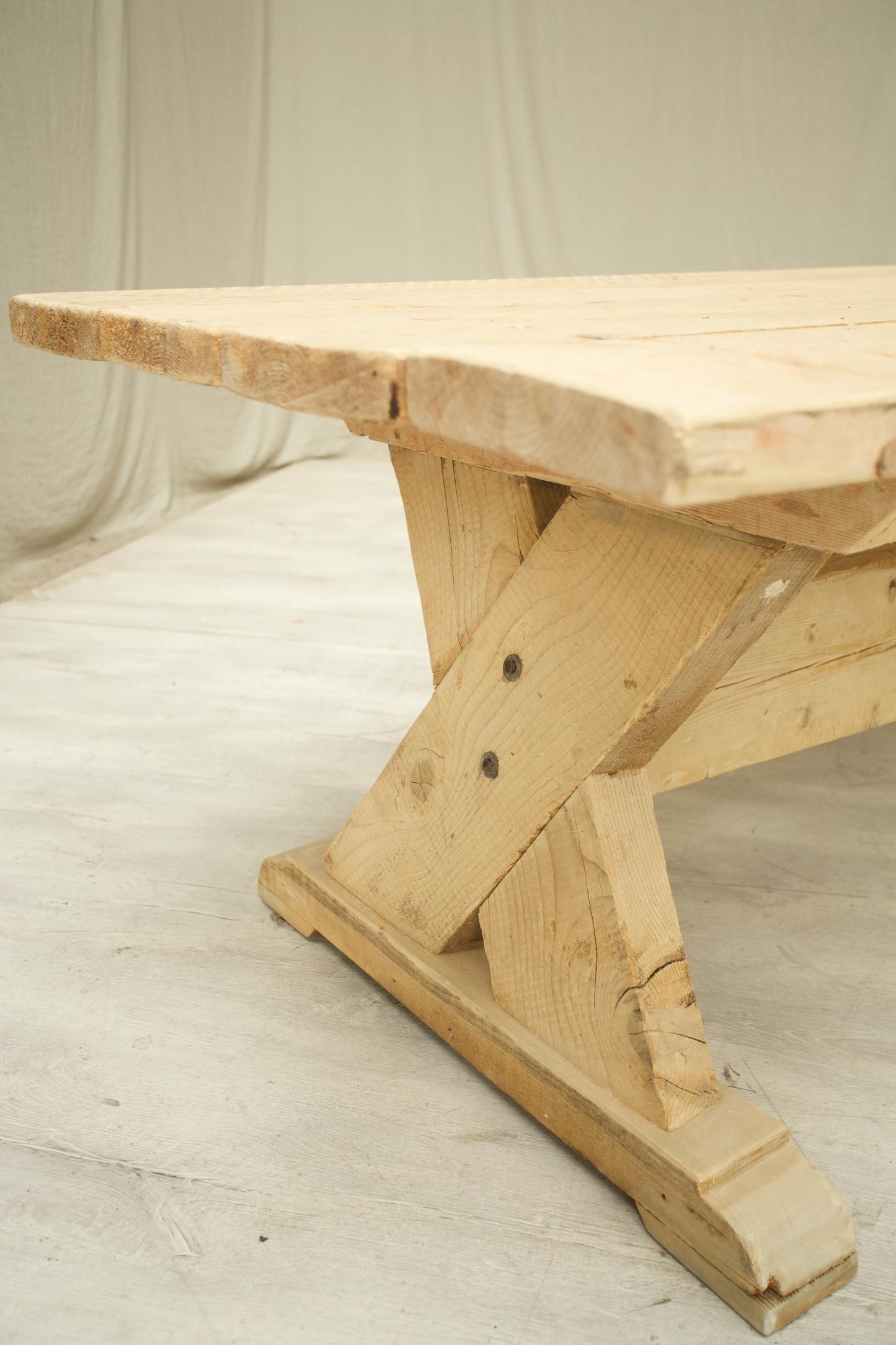 Long Rustic 'X' Frame pine dining table