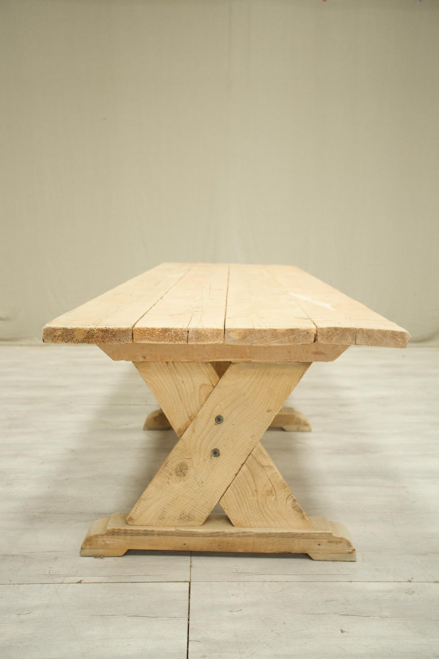 Long Rustic 'X' Frame pine dining table