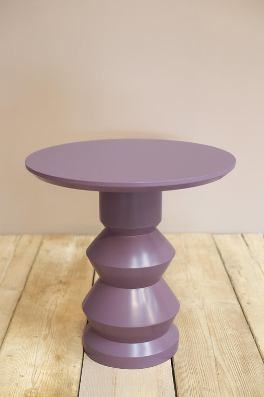 'Glen' turned wood lacquered side table - Heather