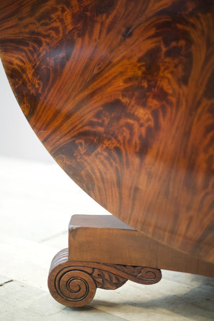 William IV flame mahogany tilt top centre table