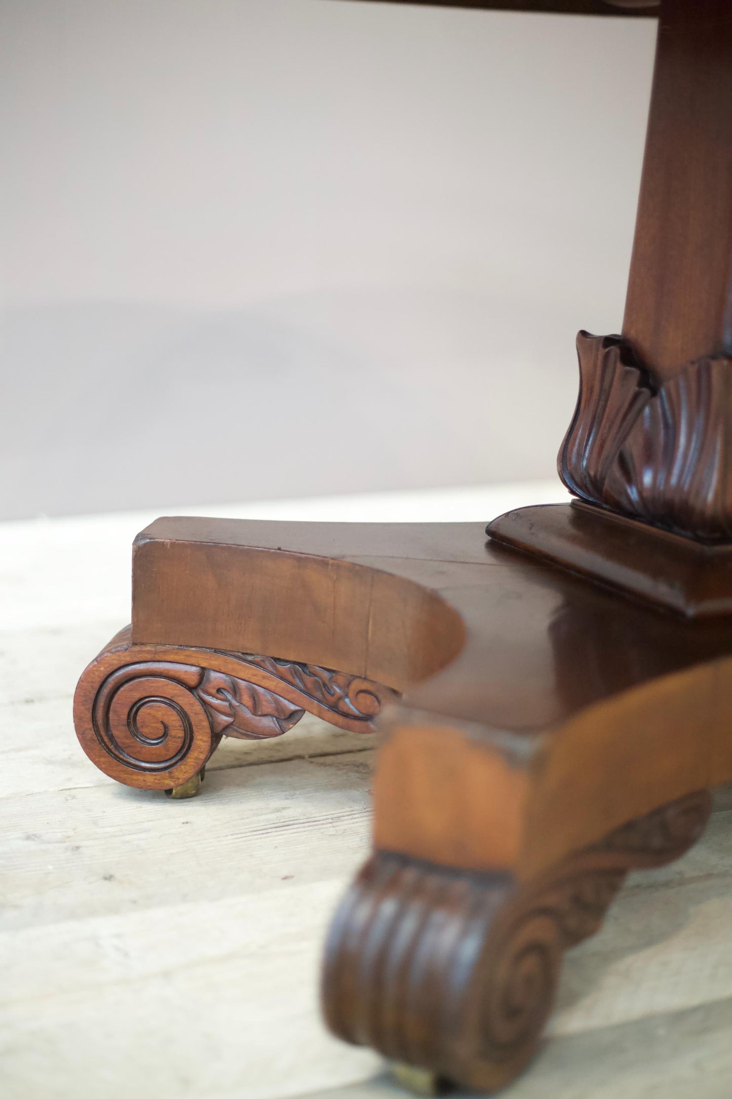 William IV flame mahogany tilt top centre table