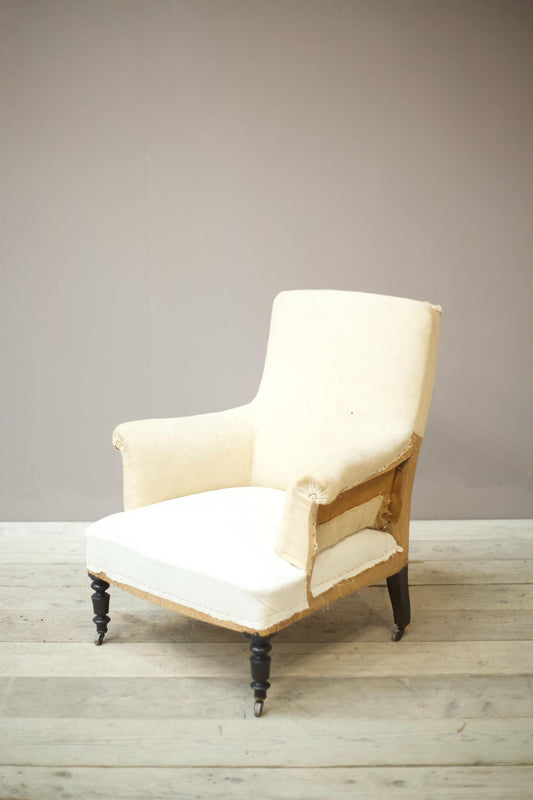 Napoleon III Square back armchair with turned legs