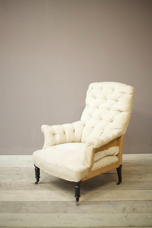 Napoleon III Large proportioned buttoned square back armchair