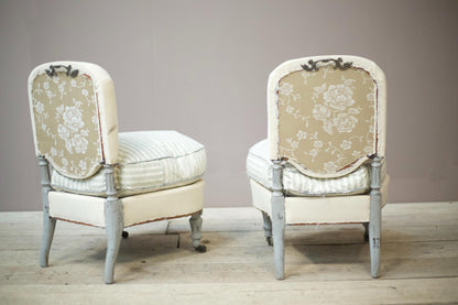 Pair of early 20th century French side chairs with painted legs